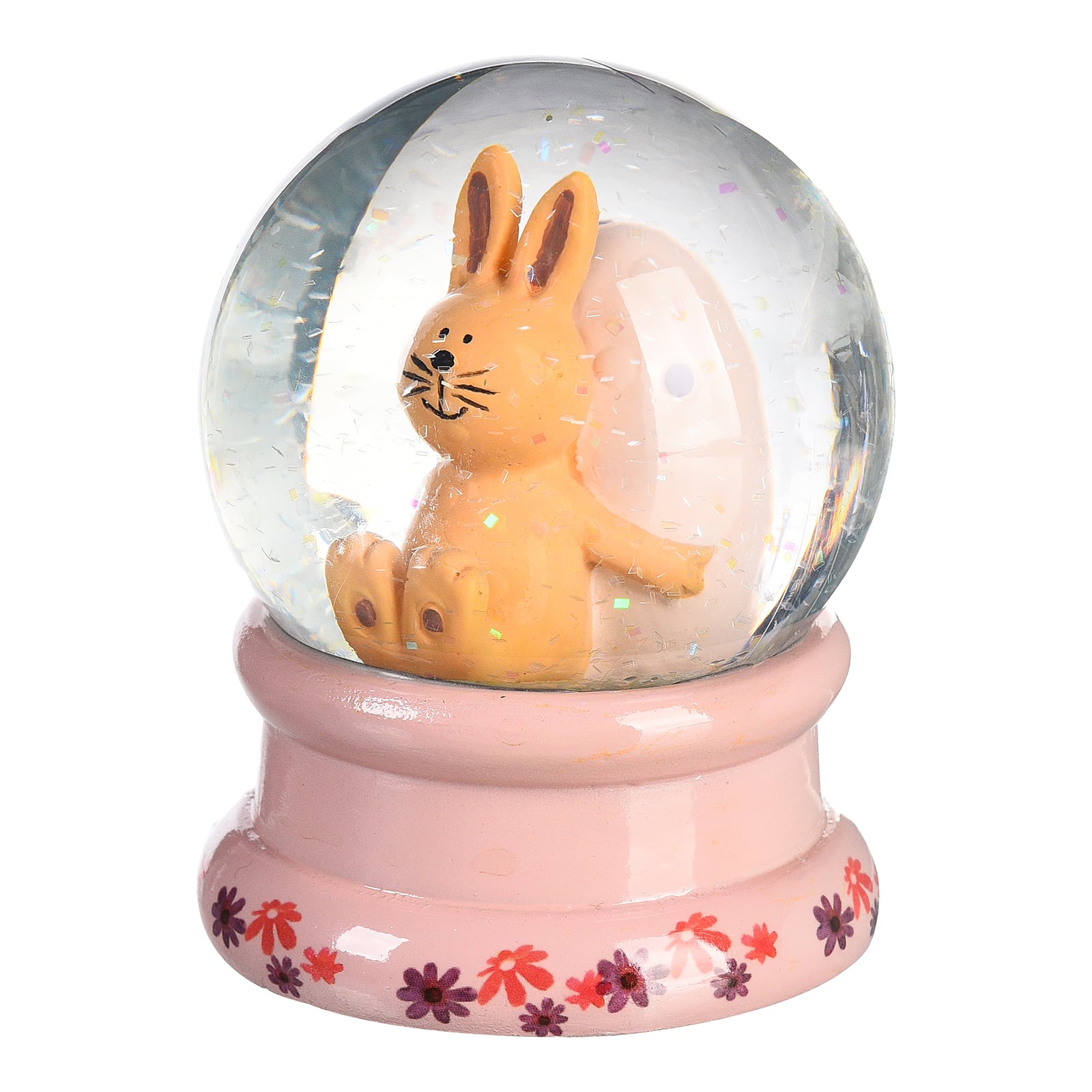 Deko-Schneekugel Hase Herz Bunt, ⌀ 6 cm, H 90 mm