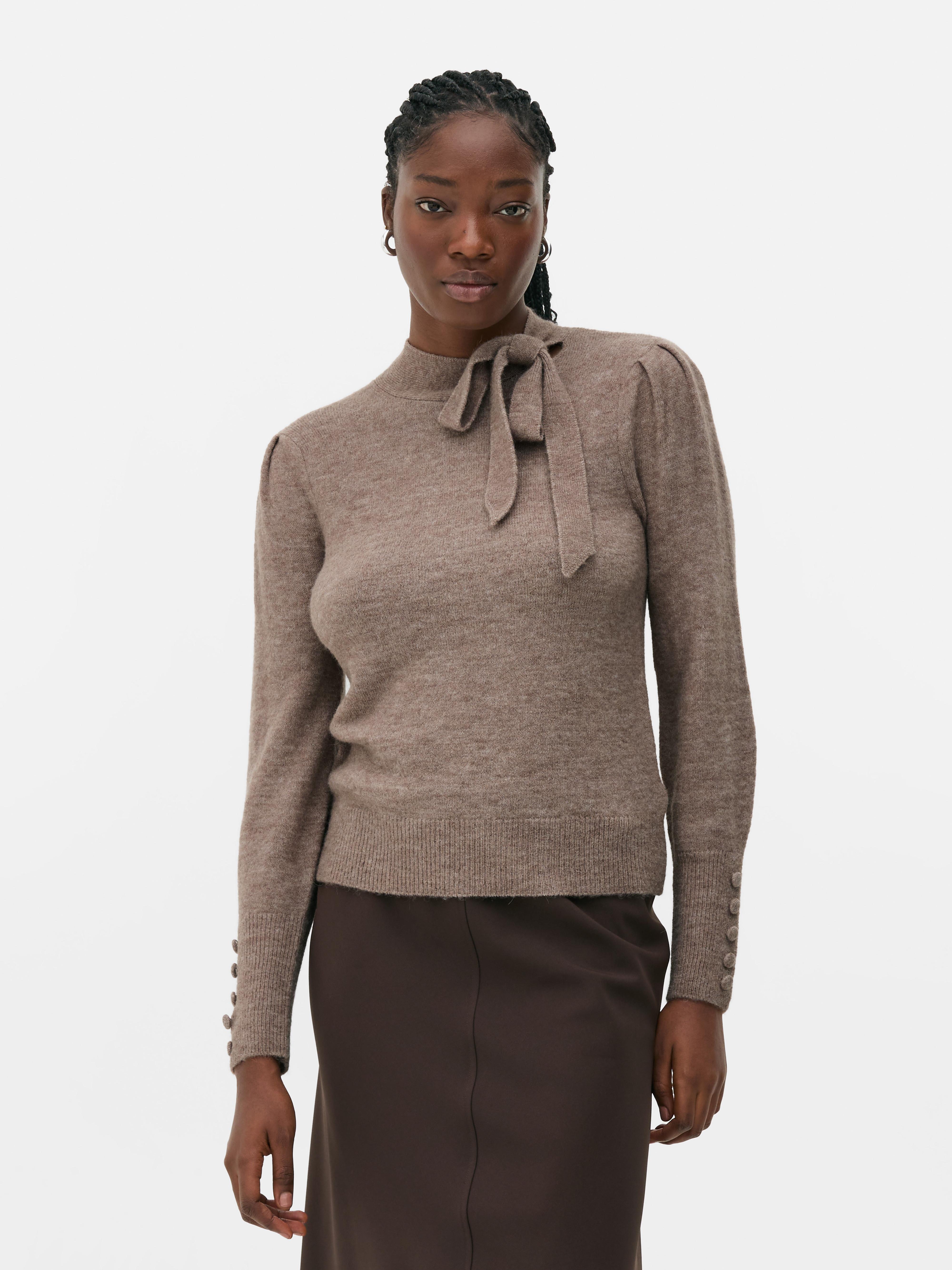 Bow Collar Knit Sweater