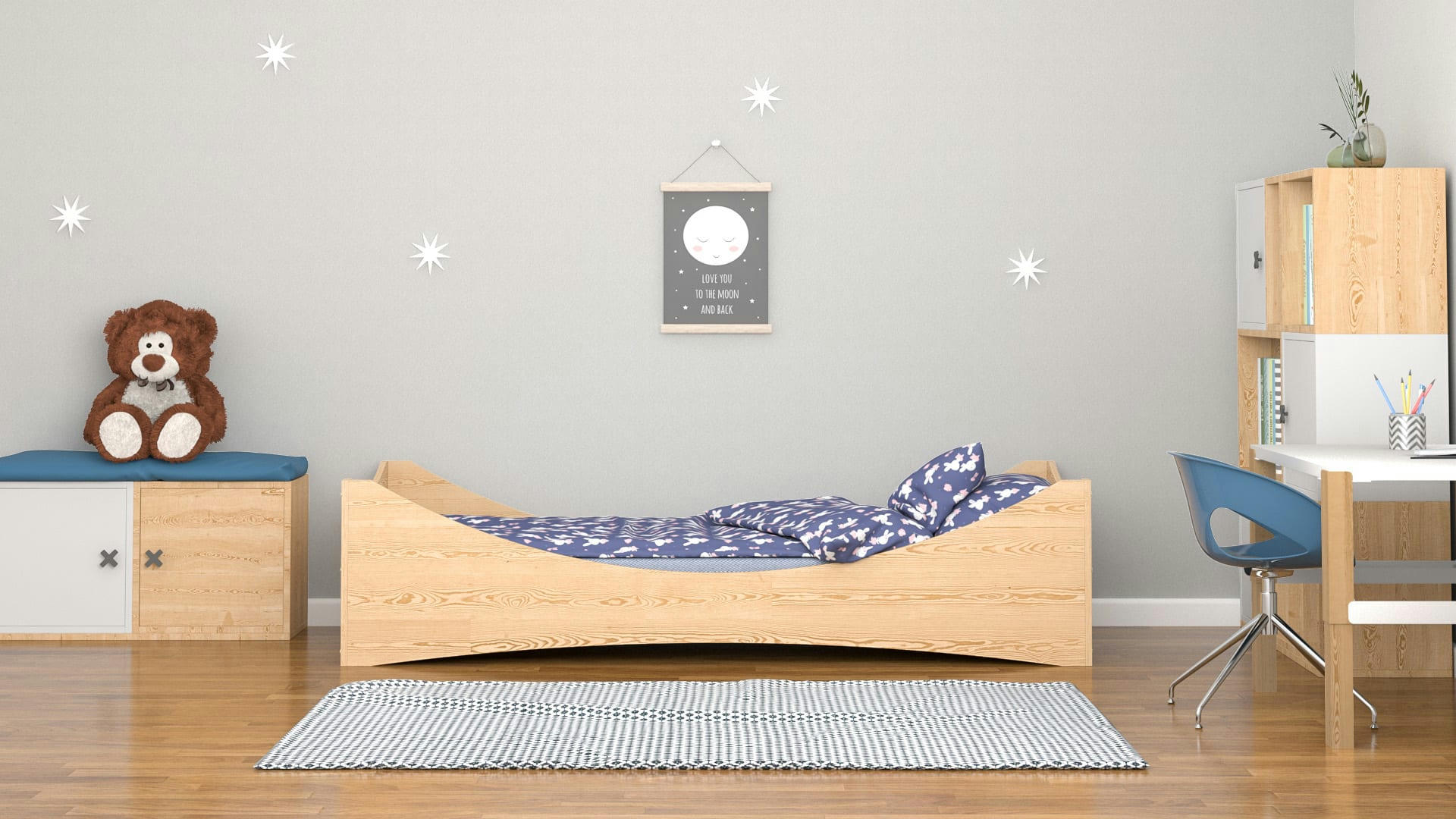 - Lit simple en pin massif 200x90 naturel