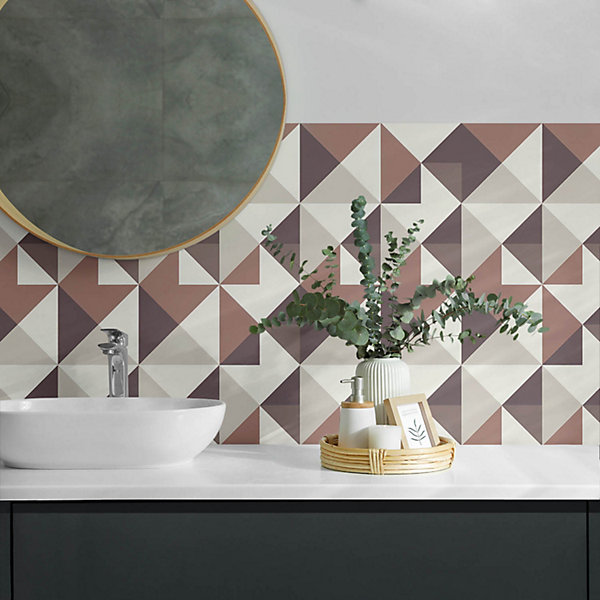 Panneau Mural TV Wallfluent 120x60 cm Motif Géométrique Triangulaire 1 pièce