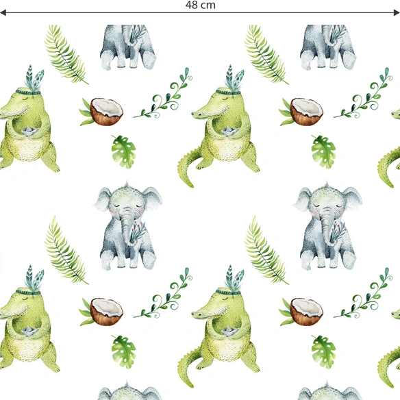 Vliestapete »Kinder Vliestapete«, Safari Krokodil Elefant, mehrfarbig, matt