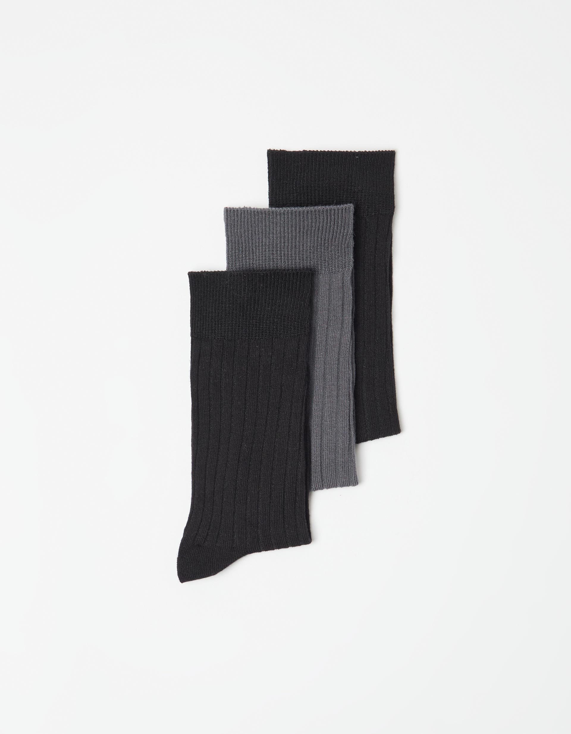 Pack 3 Pares de Meias Altas Caneladas, Homem, Multicor