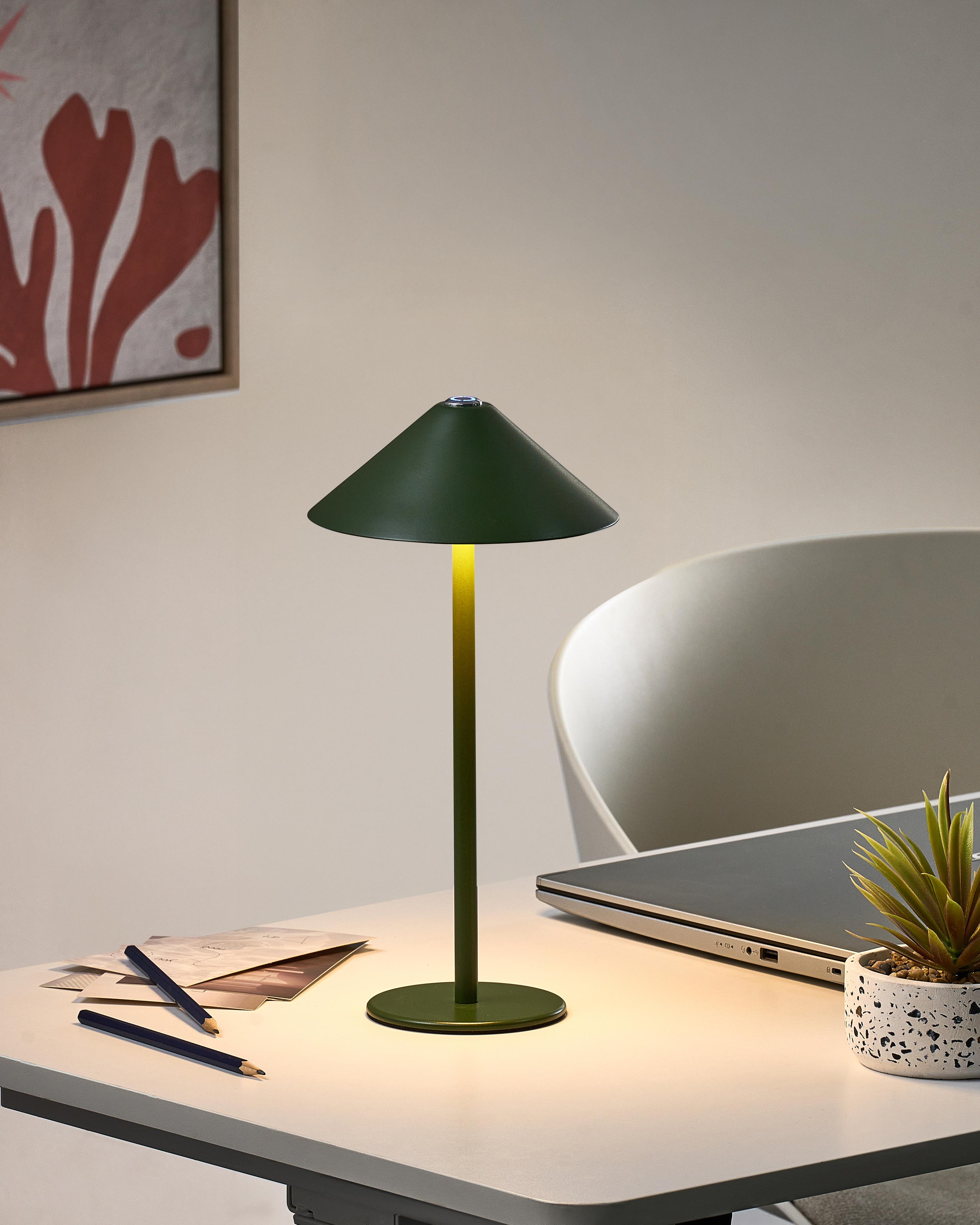 Wireless LED Table Lamp MODJO with Dimmer Metal Green