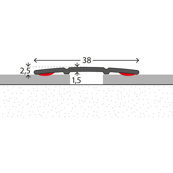 Übergangsprofil, BxL: 38 x 900 mm, Höhe: 2,5 mm, eiche dunkel