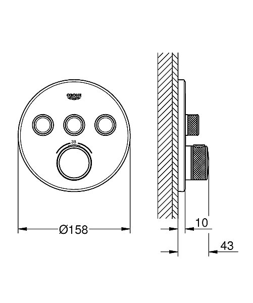 GROHE Thermostatique pour installation encastrée 3 sorties 32322A02