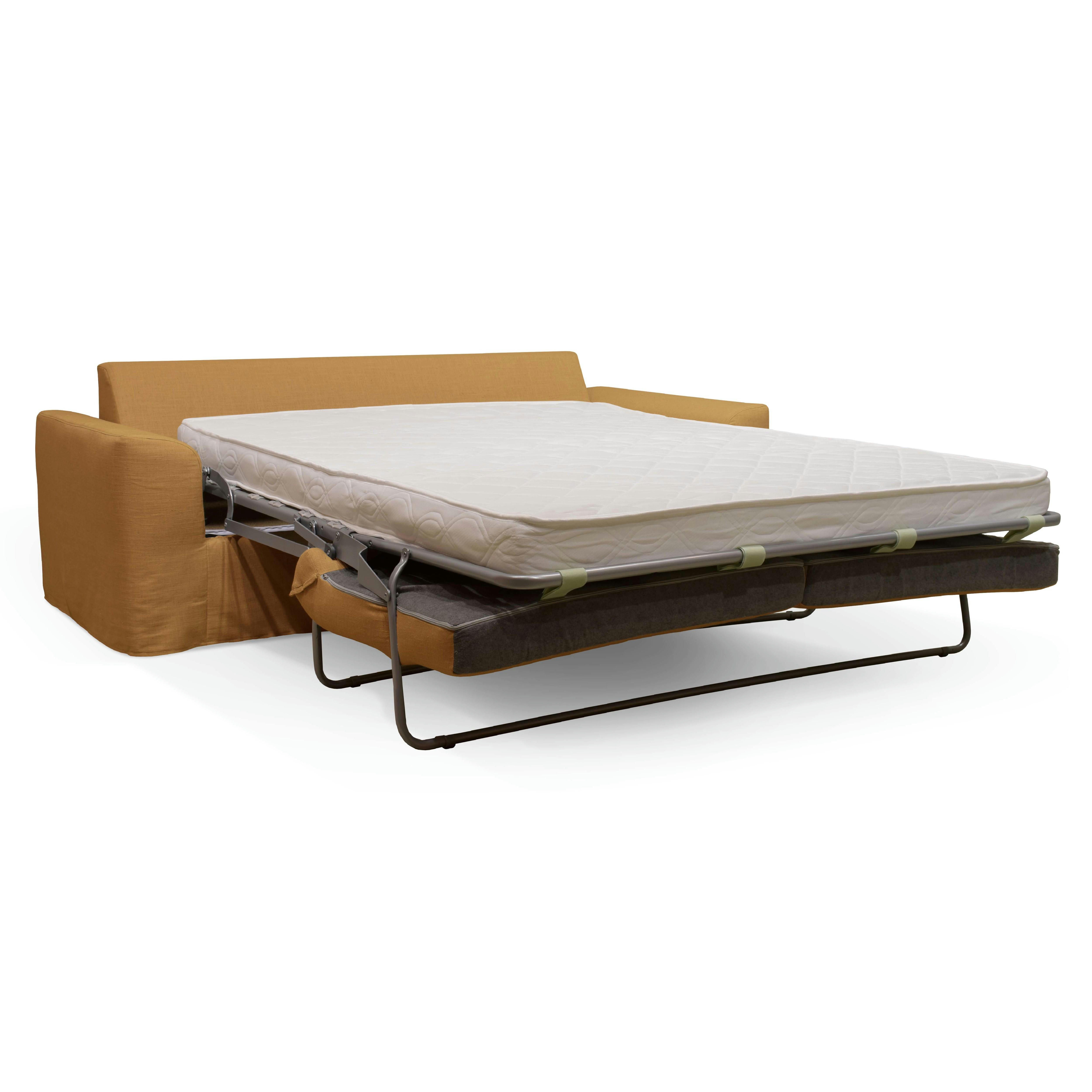 JAROD - Canapé convertible lin avec housse supplémentaire velours noisette