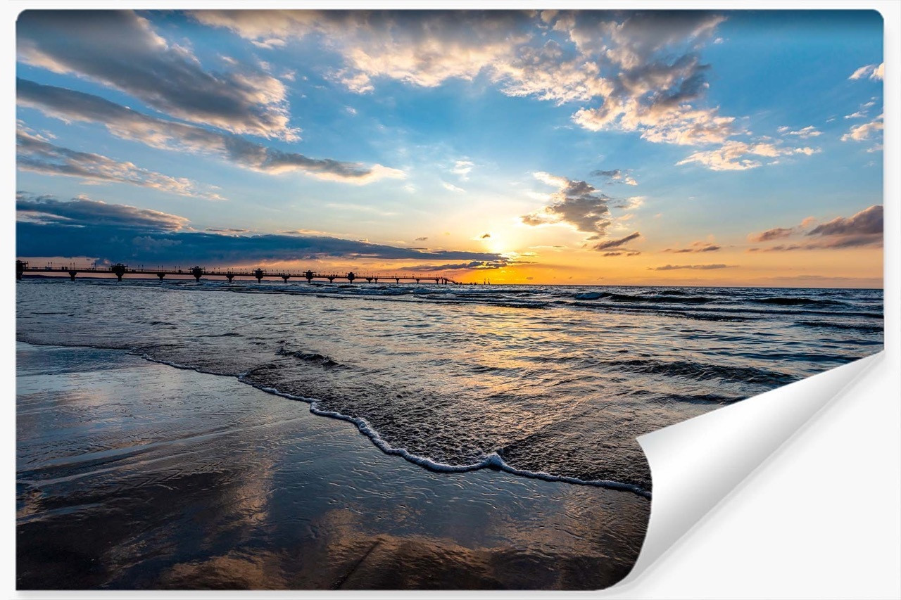 Fototapeta Zachód Słońca MORZE Plaża 3D 90x60cm