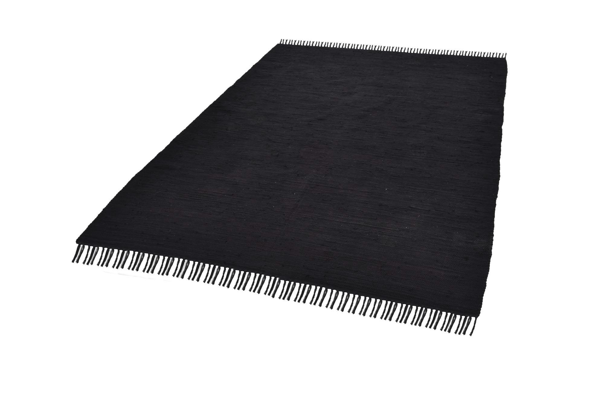 HAPPY COTTON - Tapis réversible en coton - tissé à la main - Noir 60x120