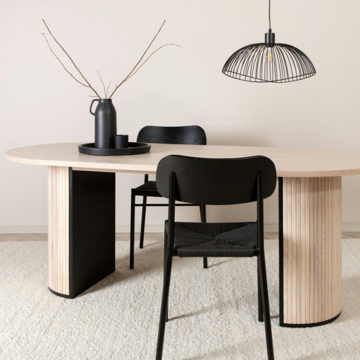 BRITNEY - Table à manger 200cm ovale en bois pieds design naturel