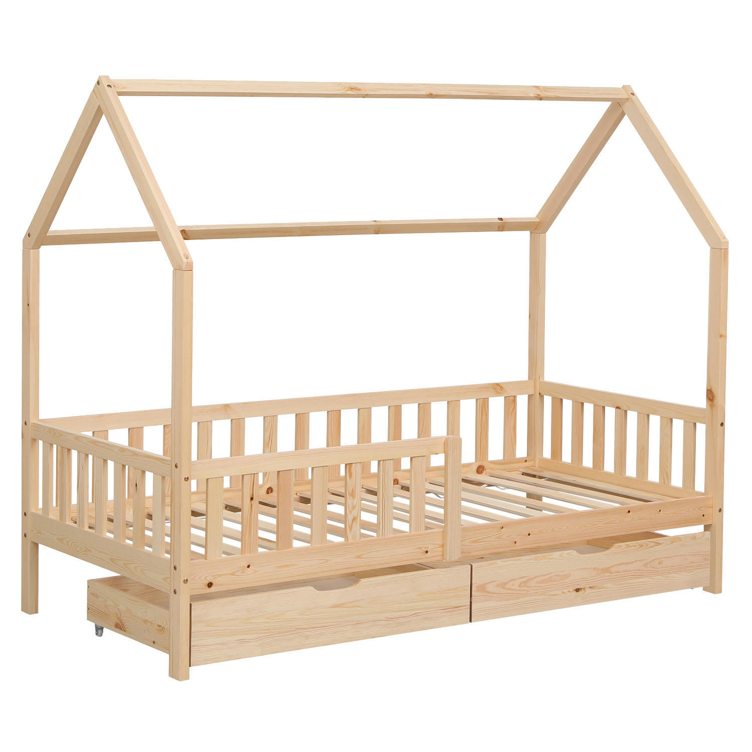 MARCEAU - Lit cabane pour enfant avec tiroirs 190x90cm bois