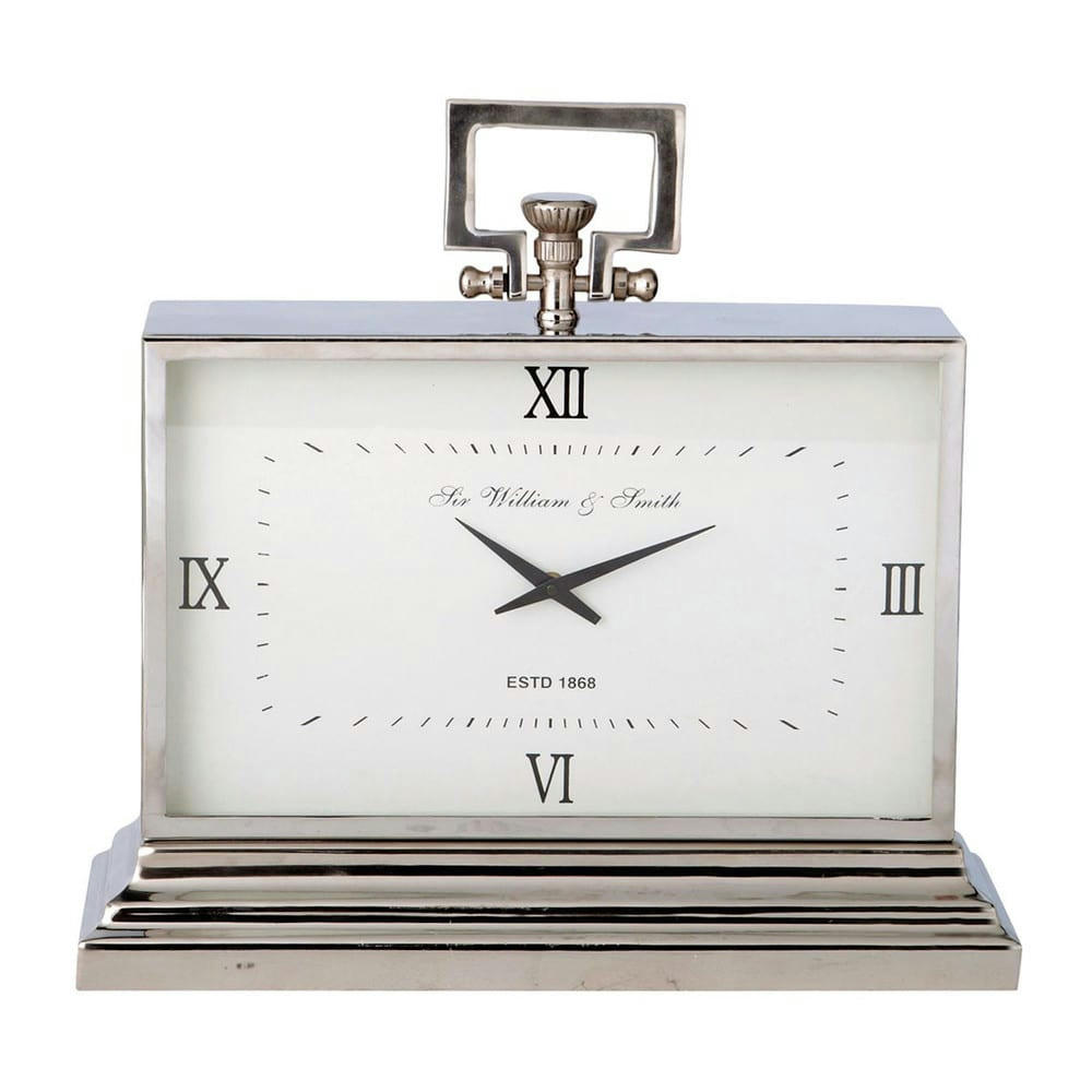 Kingston - Horloge à poser en métal effet chromé L47