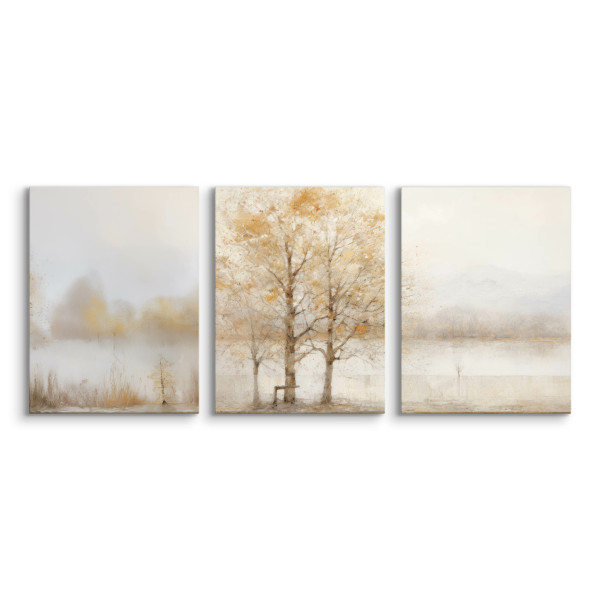 3x Obraz Set Krajobraz We Mgle Vintage 30x40cm