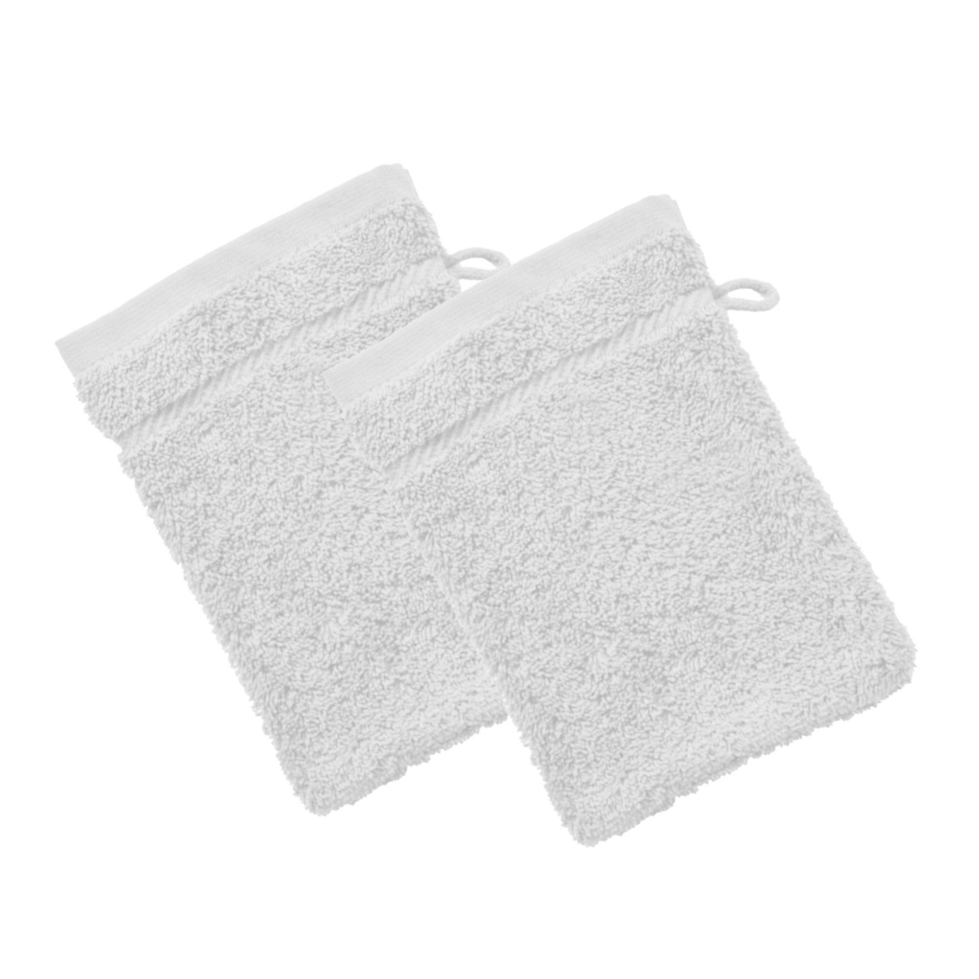 CLAIRE - Lot de 2 gants de toilette 15x20 blanc en coton