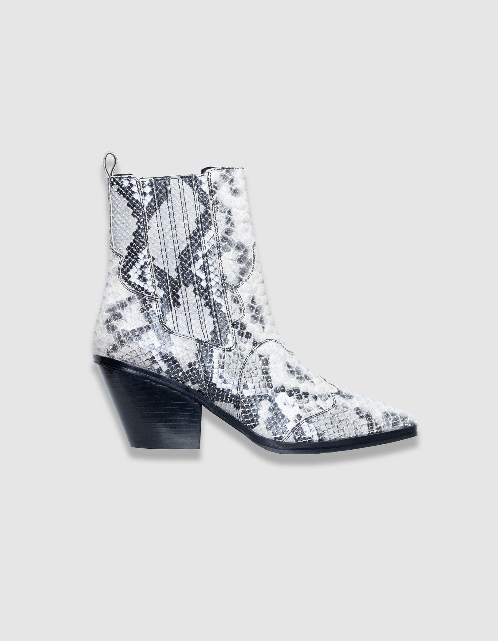 Chelsea boots santiags blanches cuir effet python Femme
