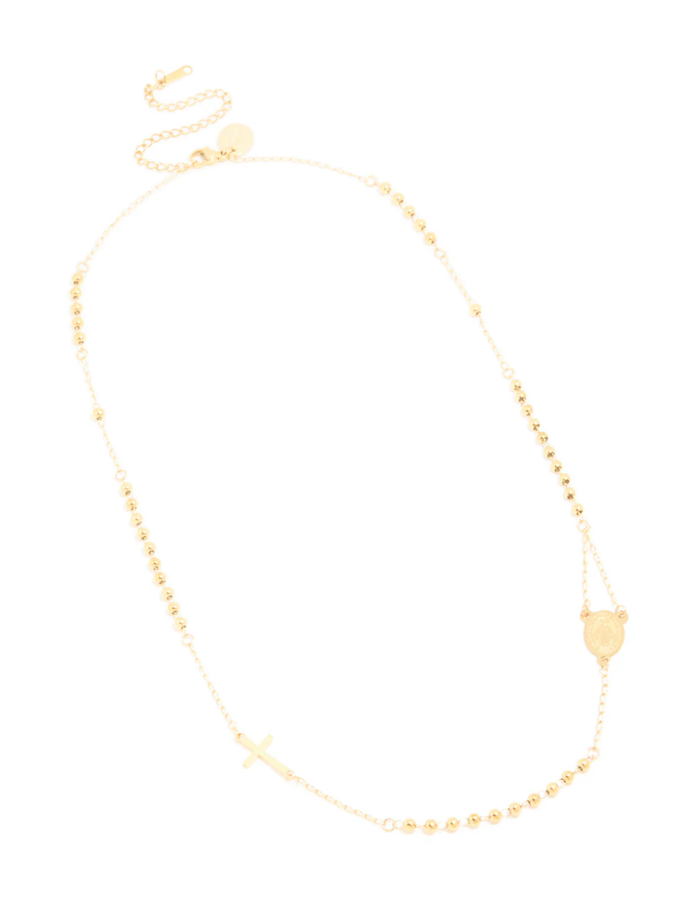 Waterproof Gold Plated Stainless Steel Rosary Cross Necklace