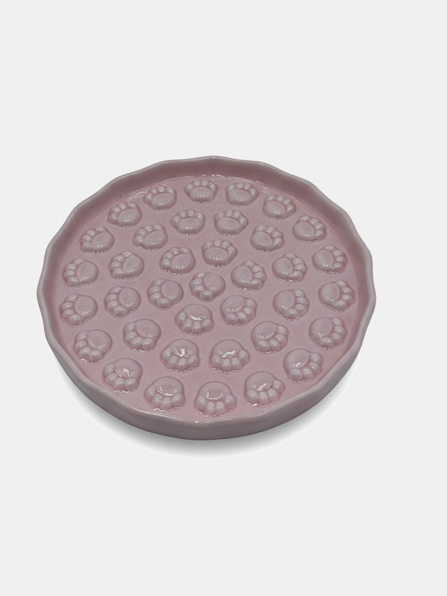 Ceramiczna miska spowalniająca dla kota z wypustkami w kształcie łapek