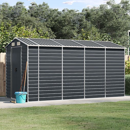 NNEVL Garden Shed Anthracite 191x385x198 cm Galvanised Steel