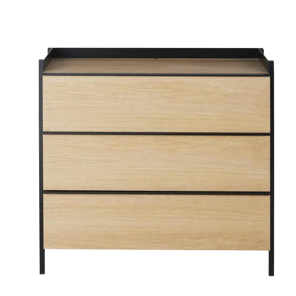 Mudo - Commode haute 3 tiroirs et métal noir