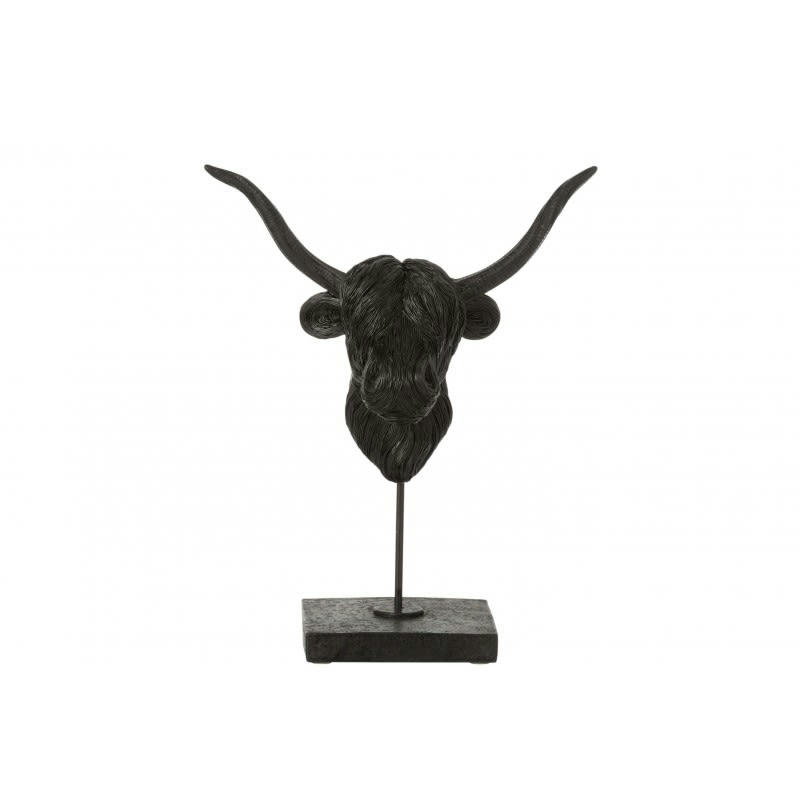 BUFFLE - Buffle sur pied résine noire H36,5cm