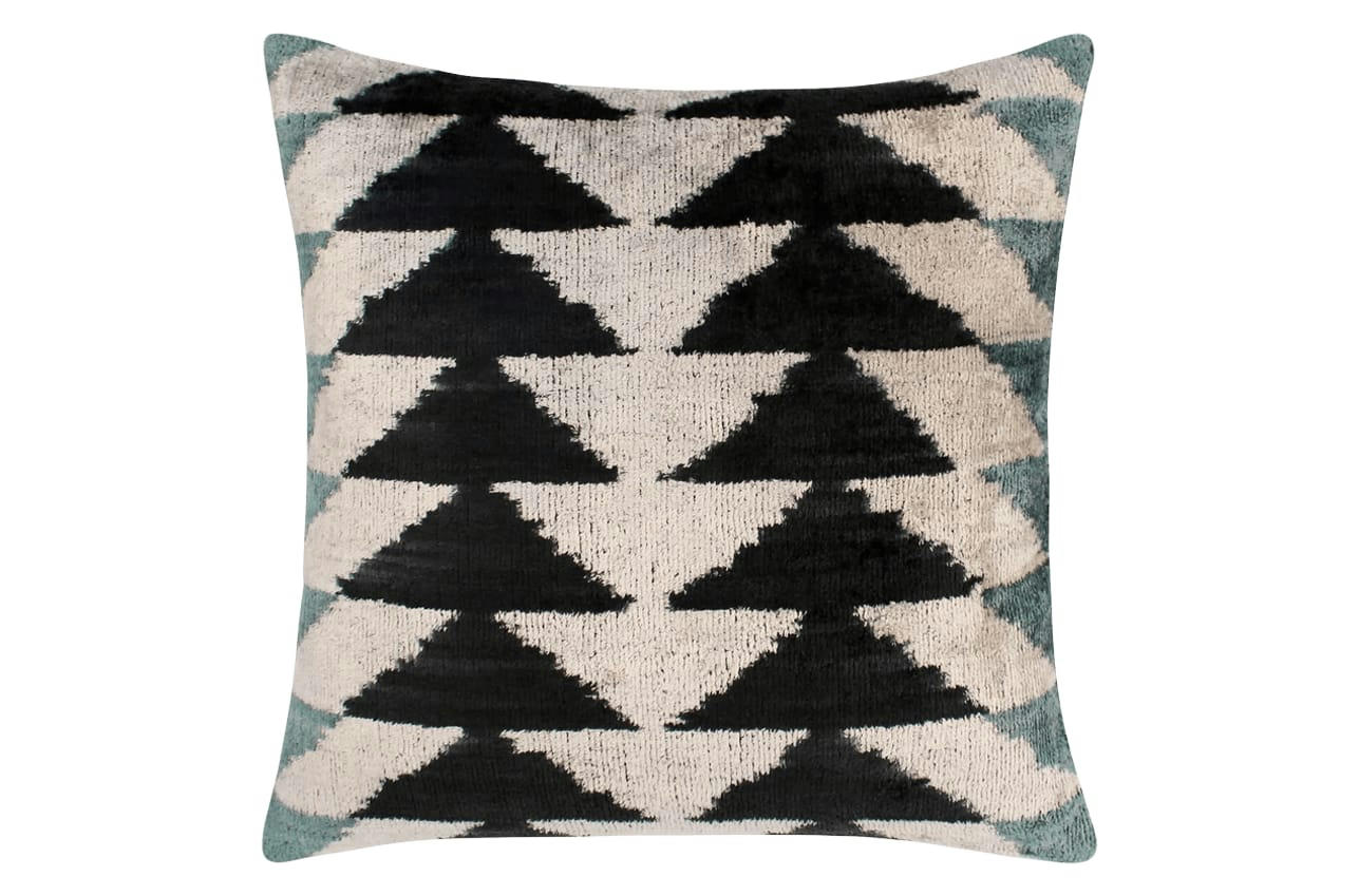 - Housse de coussin velours et soie ikat  40x40 multicouleur