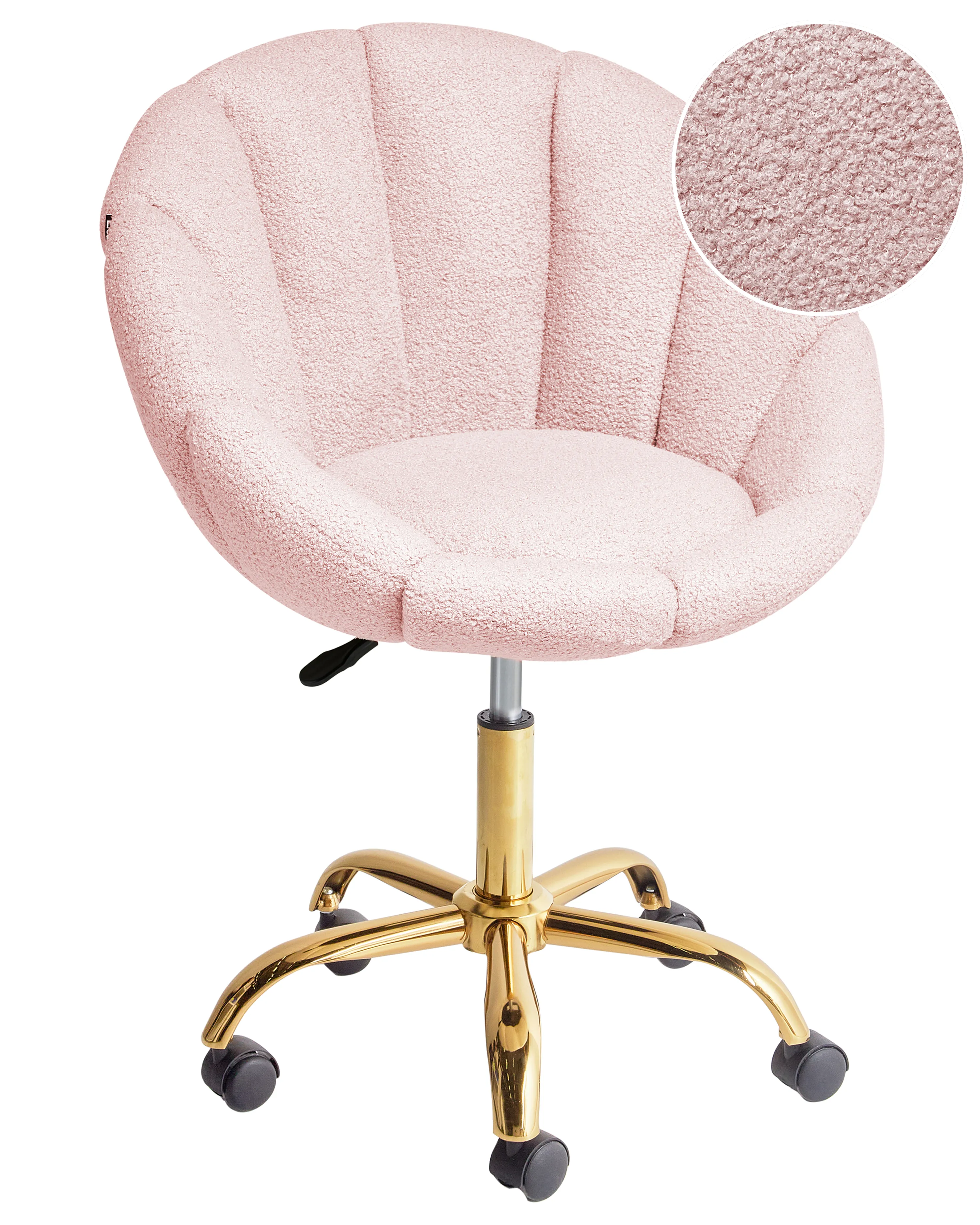Desk Chair ANNABELLE Boucle Pastel Pink