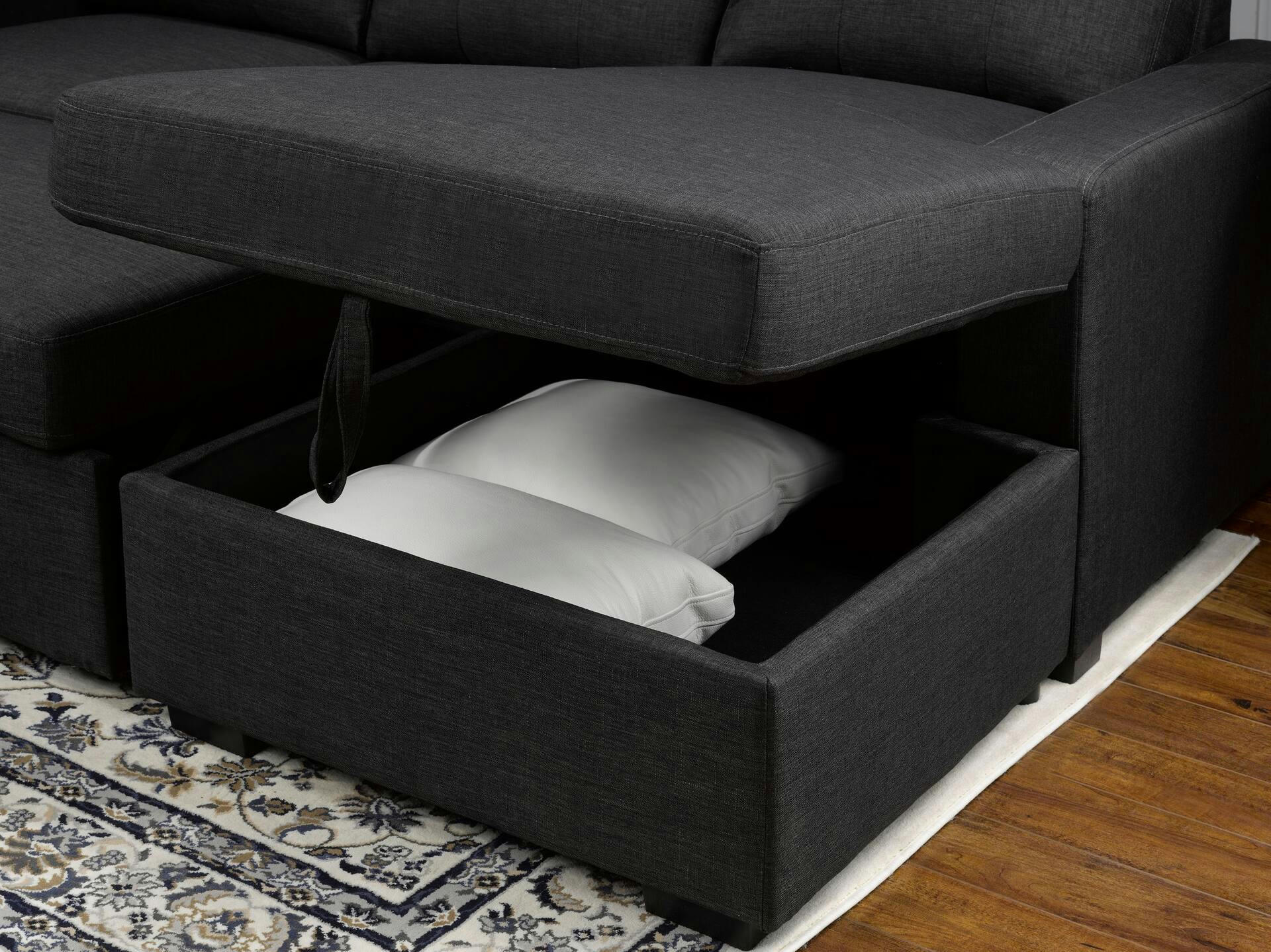 Brassex Soho Sectional Sofa with Pull-Out Bed, Grey