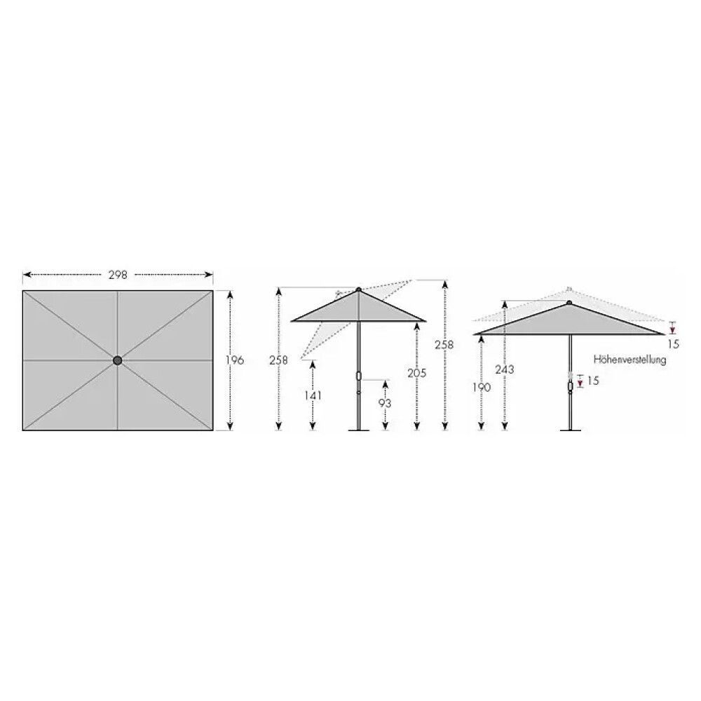 PARASOLL DOPPLER ALU WOOD ULTRA 300X200CM SVART