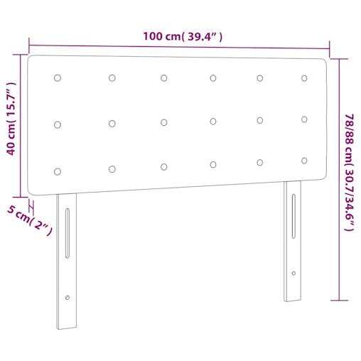 NNEVL LED Headboard Black 100x5x78/88 cm Faux Leather
