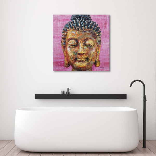 Feeby Obraz na płótnie Budda na różowym tle 30x30