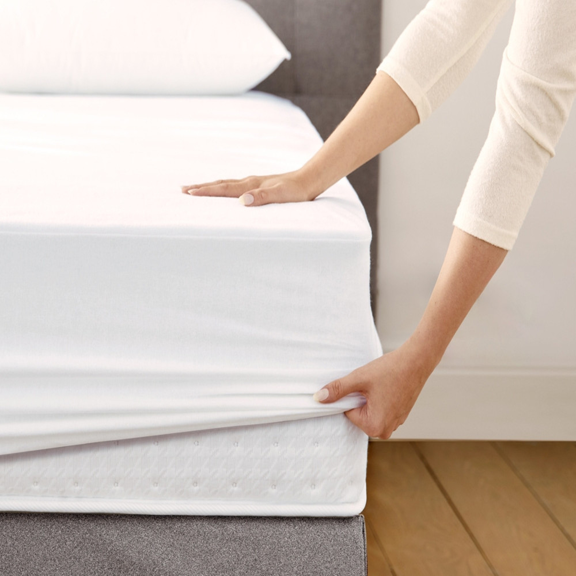Lot de 2 protège-matelas forme housse bonnet 45cmMolleton élastomère 200g/m2