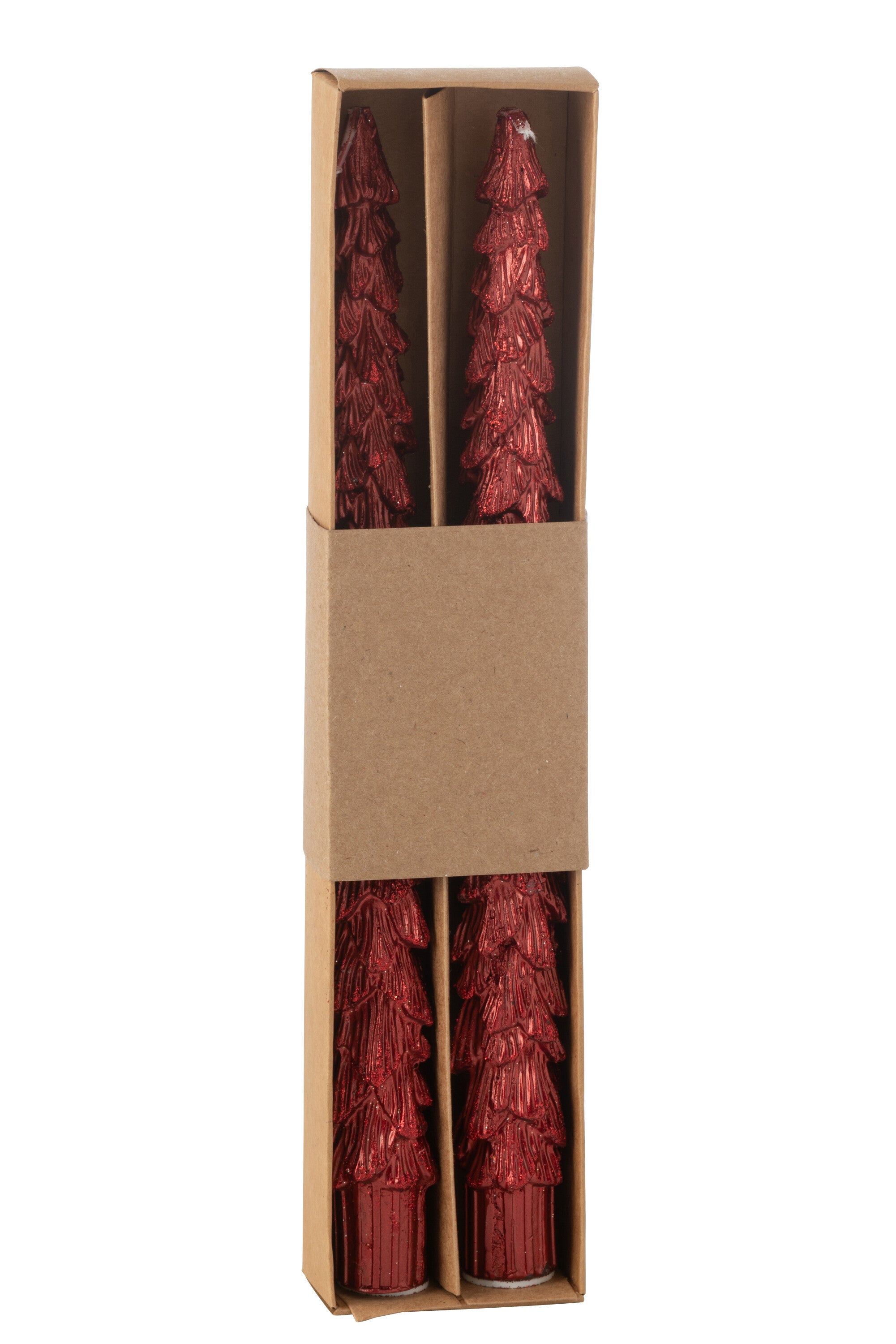 J-Line kaars Boom - rood - 3U - doos van 2