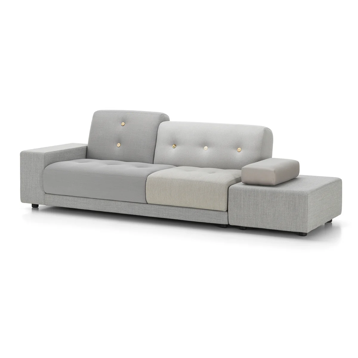 Vitra - Polder Sofa, Armlehne links / grau (Mix The Pebble Greys 04) (Knopset hell 01)