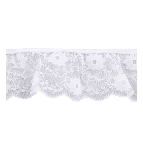 White 60mm Frilled Nylon Lace Trim by the Metre