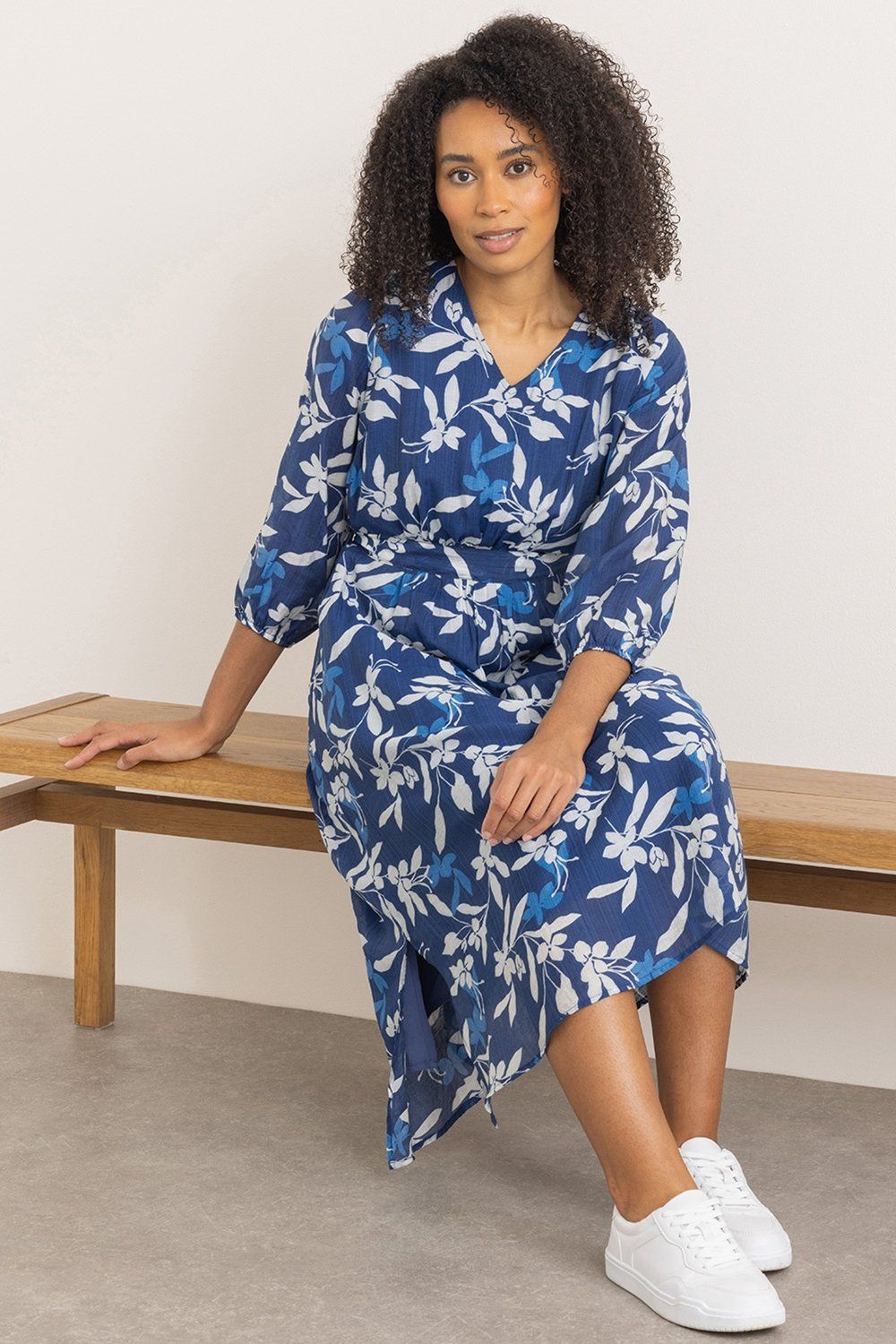 Klass. Botanical Print V Neck Dress