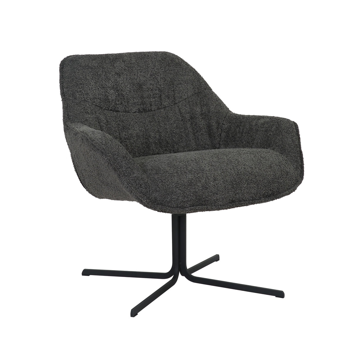 StarFurn Fauteuil Mila - Donkergrijs Stof - Draaibaar - 79x80x81cm