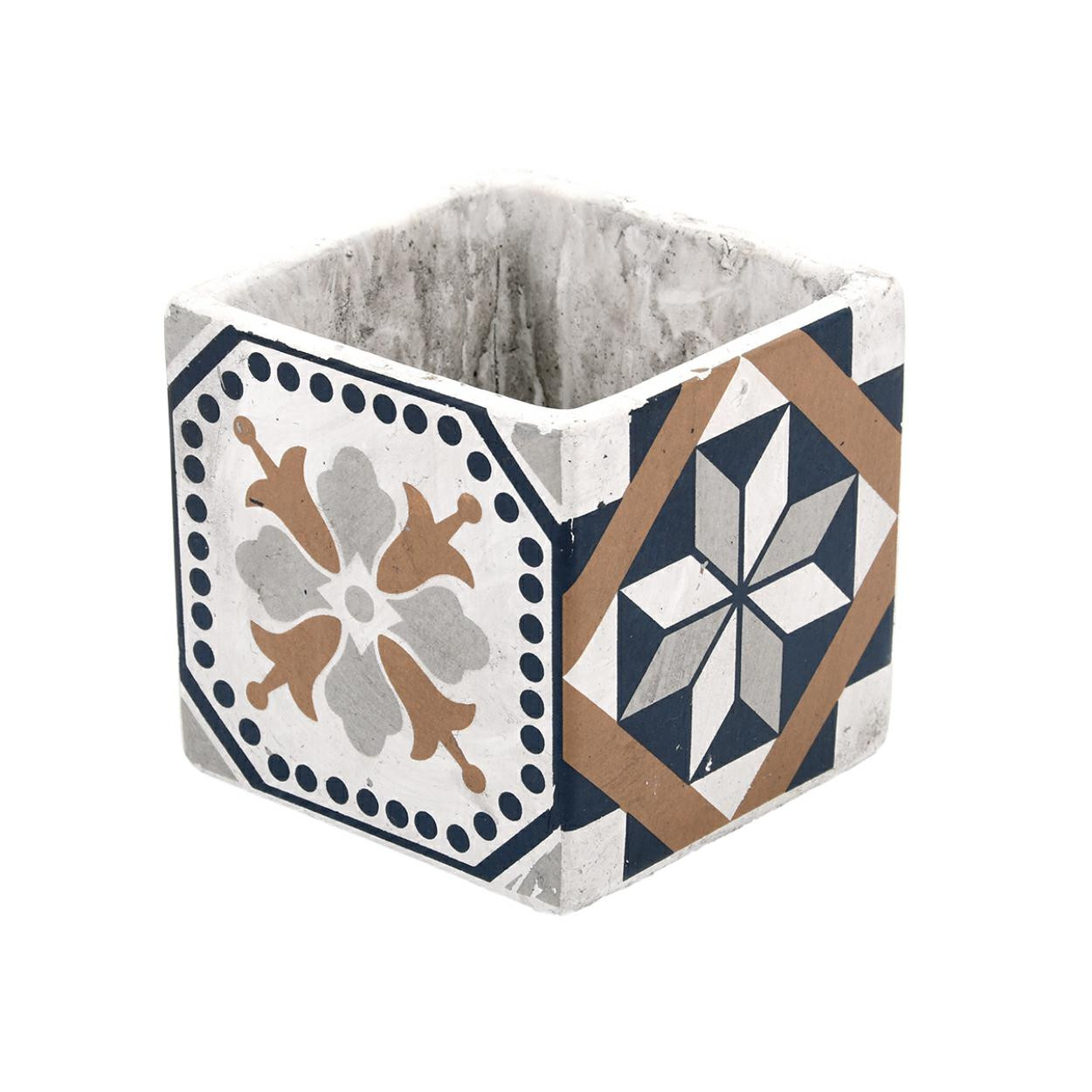 Betonowa doniczka kwadratowa Azulejos 11 cm Esschert Design styl retro