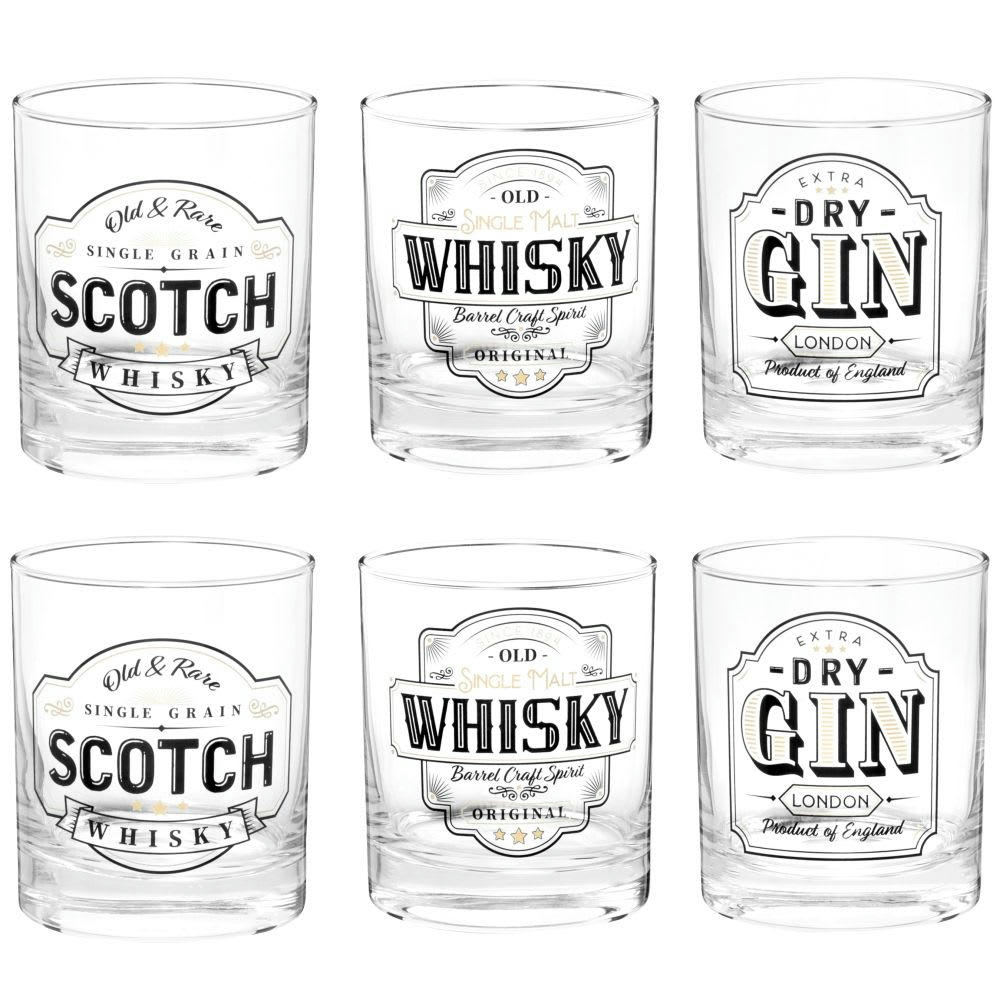 - Composition verres (x6) et boîte en carton noir et doré