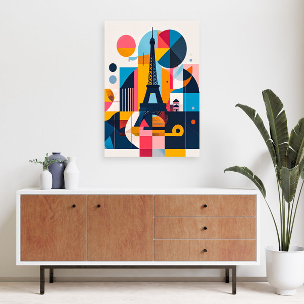 Obraz do salonu sypialni biura, Paryż Wieża Eiffla w stylu Bauhaus 20x30