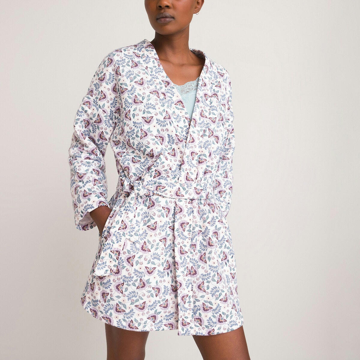 Kimono matelassé imprimé floral