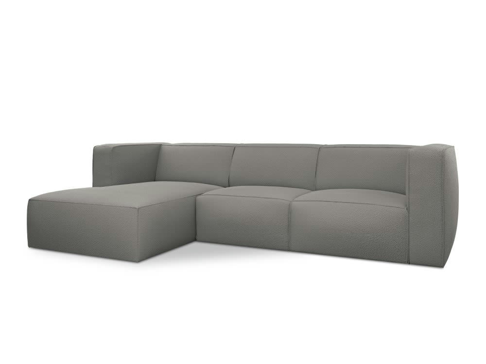 MUSE - Canapé d'angle 5 places en tissu structuré gris