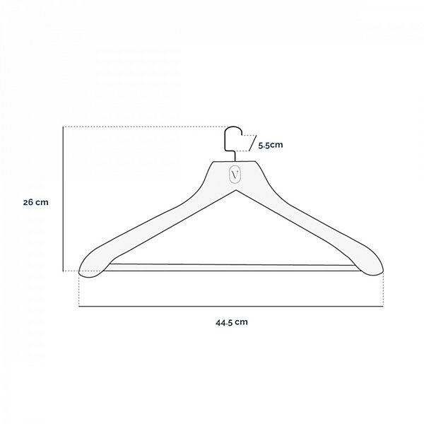 Lot de 8 cintres 44.5 cm pour manteau adulte premium avec crochet pivotant à 360 degrés - Noir - Vivezen