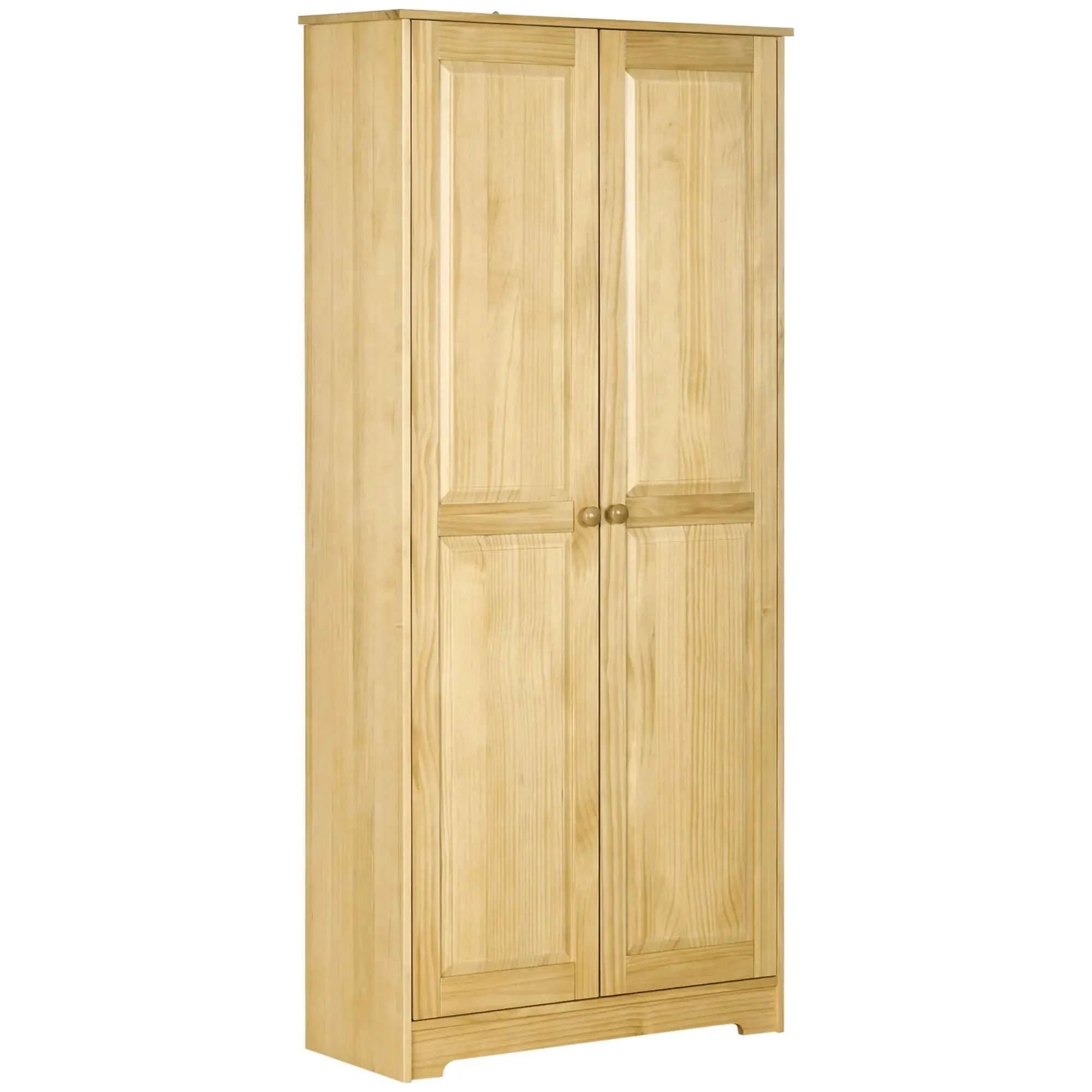 67 Pinewood Kitchen Pantry Storage Cabinet with Doors and Shelves
