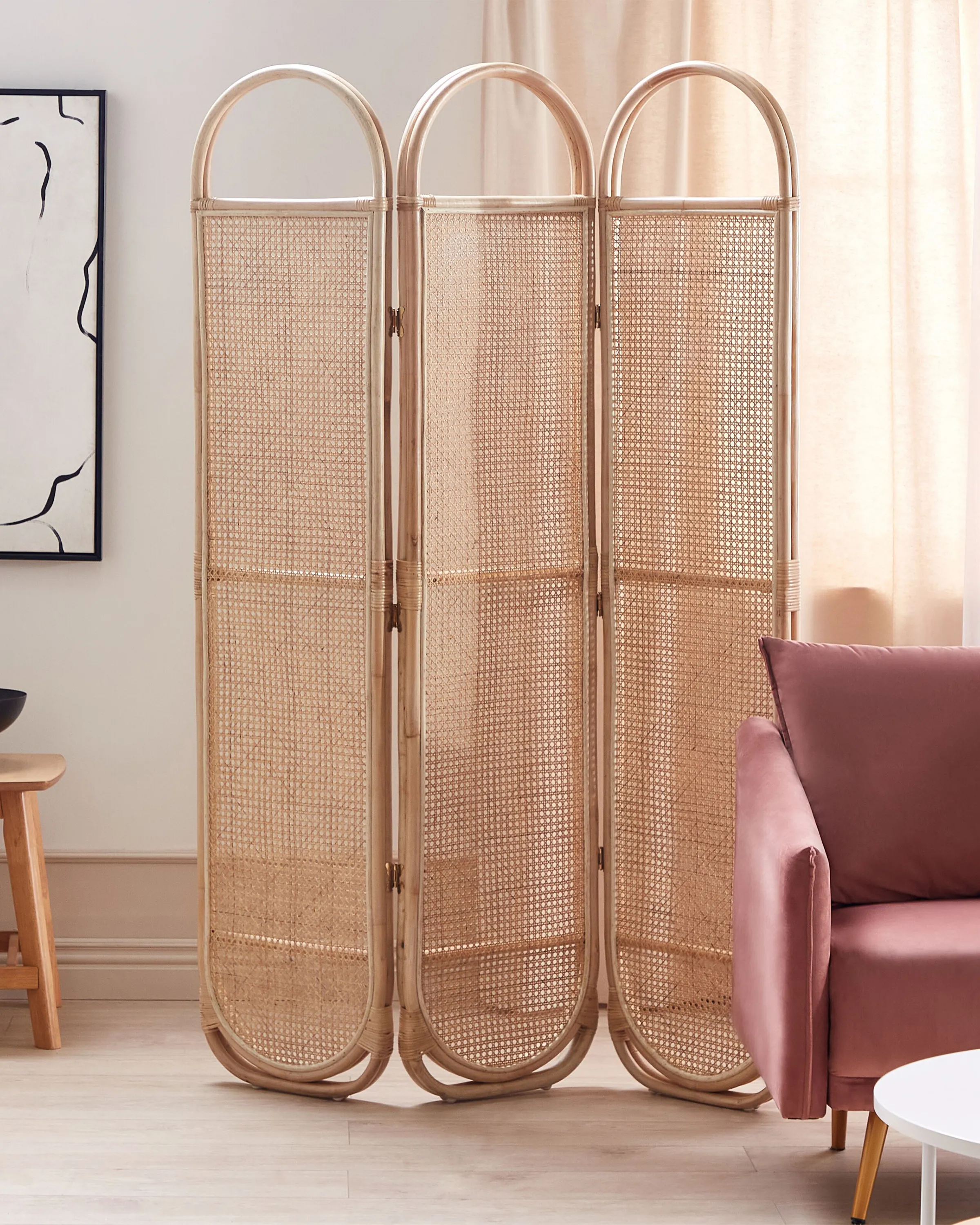 3 Panel Room Divider CORTONA Light Brown 118 cm 180 cm
