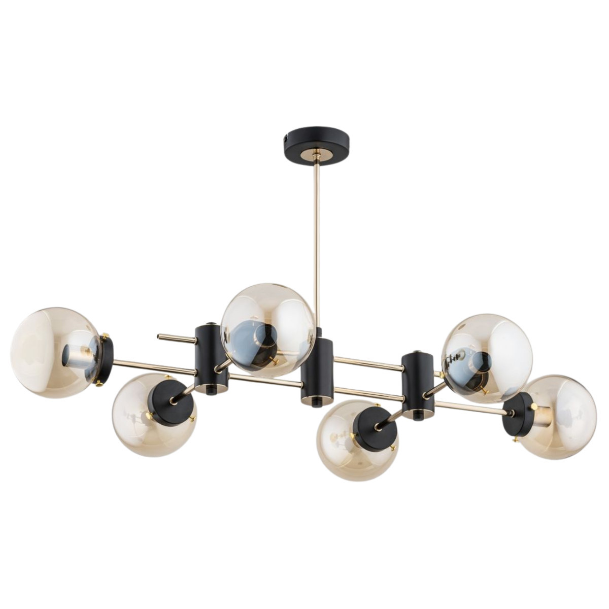 Lampa wisząca czarno-bursztynowa Sola 6xE14x40W wym: 51x96x57 cm Alfa