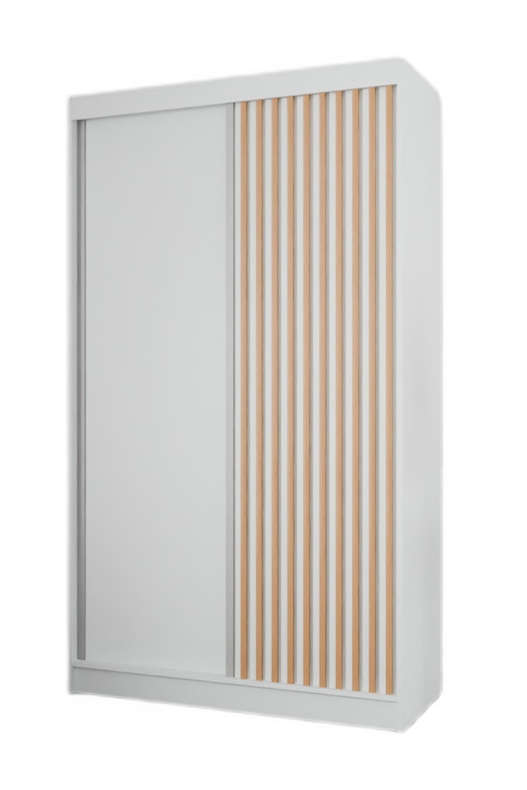 Szafa z lamelami 120 cm - biała   lam. craft złoty