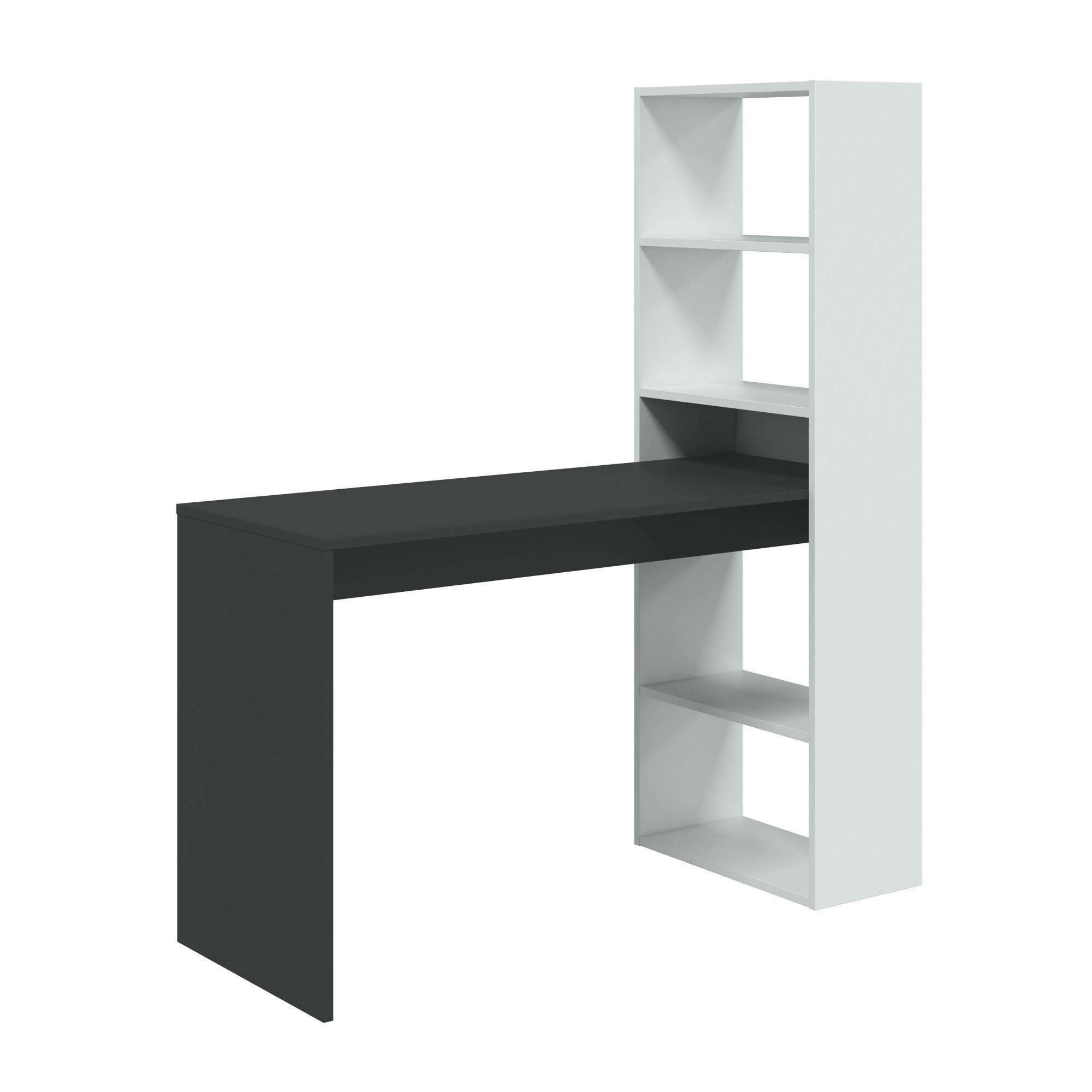 DENTON - Bureau effet bois blanc et anthracite