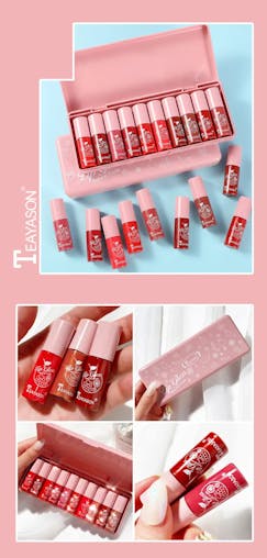 NNETM 10 pcs Shimmer Mini Lip Gloss Kit - Hydrating Liquid Lipsticks Long Lasting