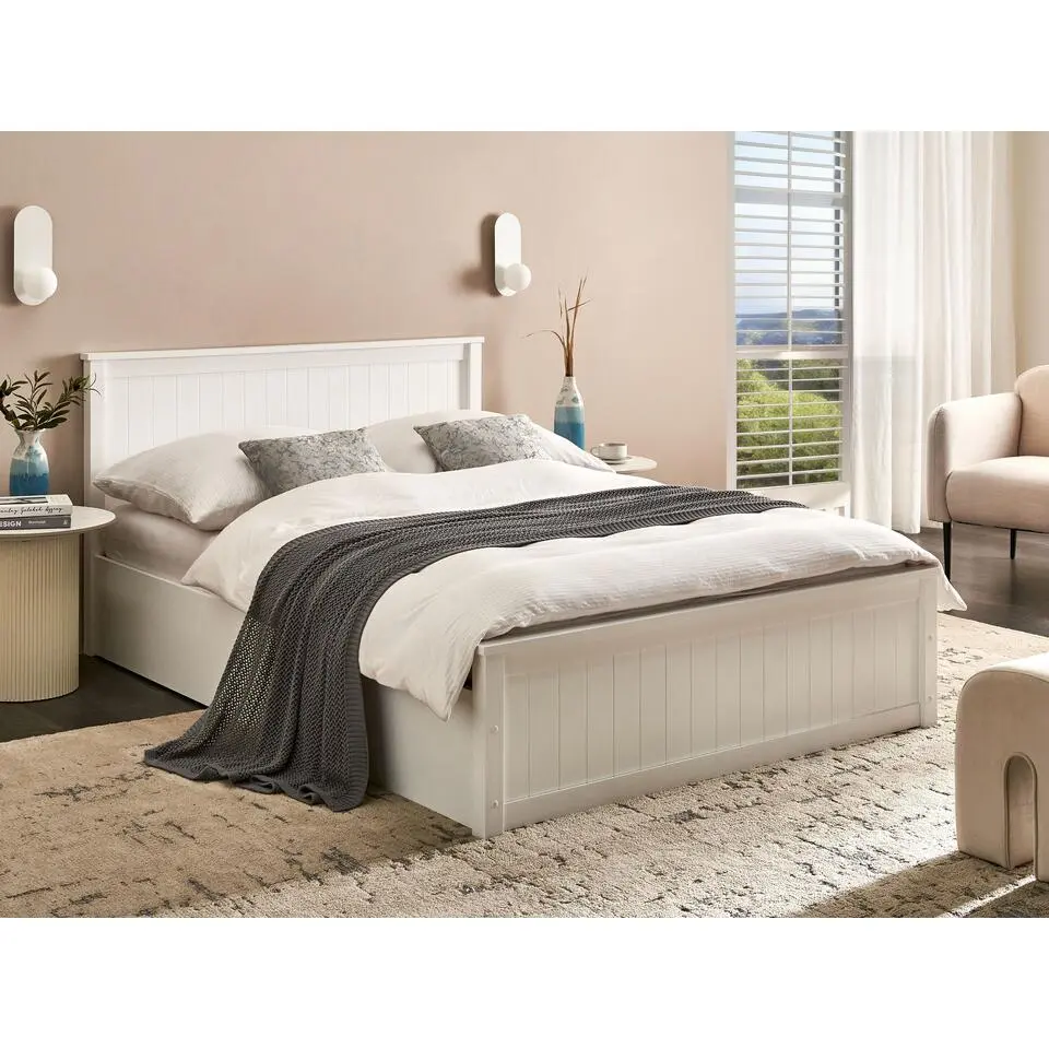 LAMBRES - Bed met opbergruimte - Wit - 140 x 200 cm - Dennenhout