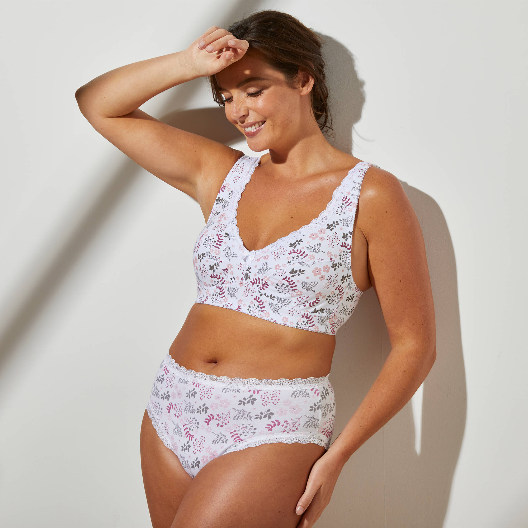 Soutien-gorge grand maintien coton imprimé fleuri "Capella" - sans armatures
