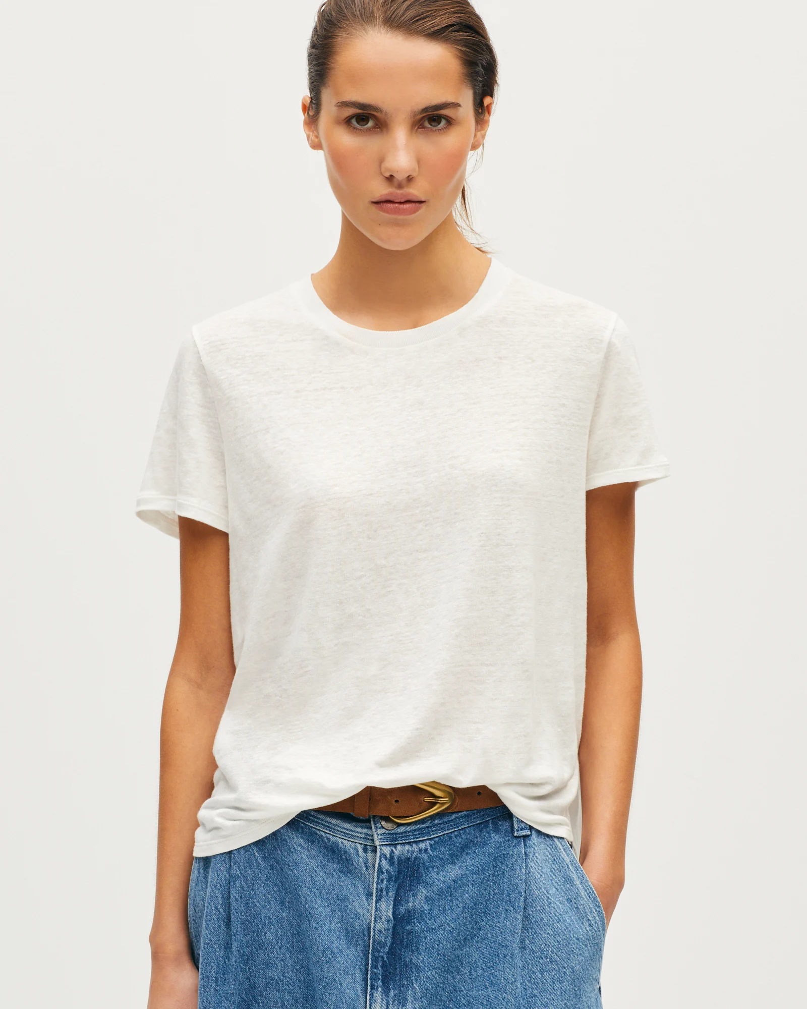 T-shirt col rond en lin